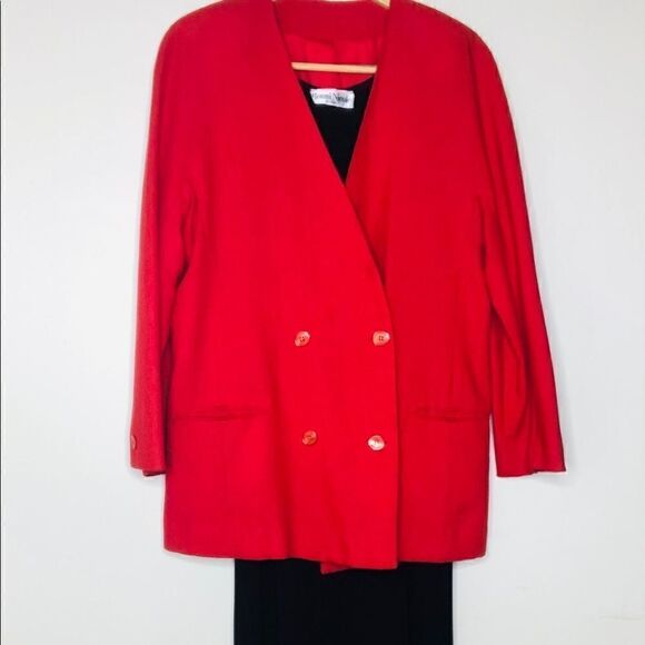 Ronni Nicole Skirt Set - Red Long Sleeve Blazer, Black Sleeveless Dress - Picture 1 of 12